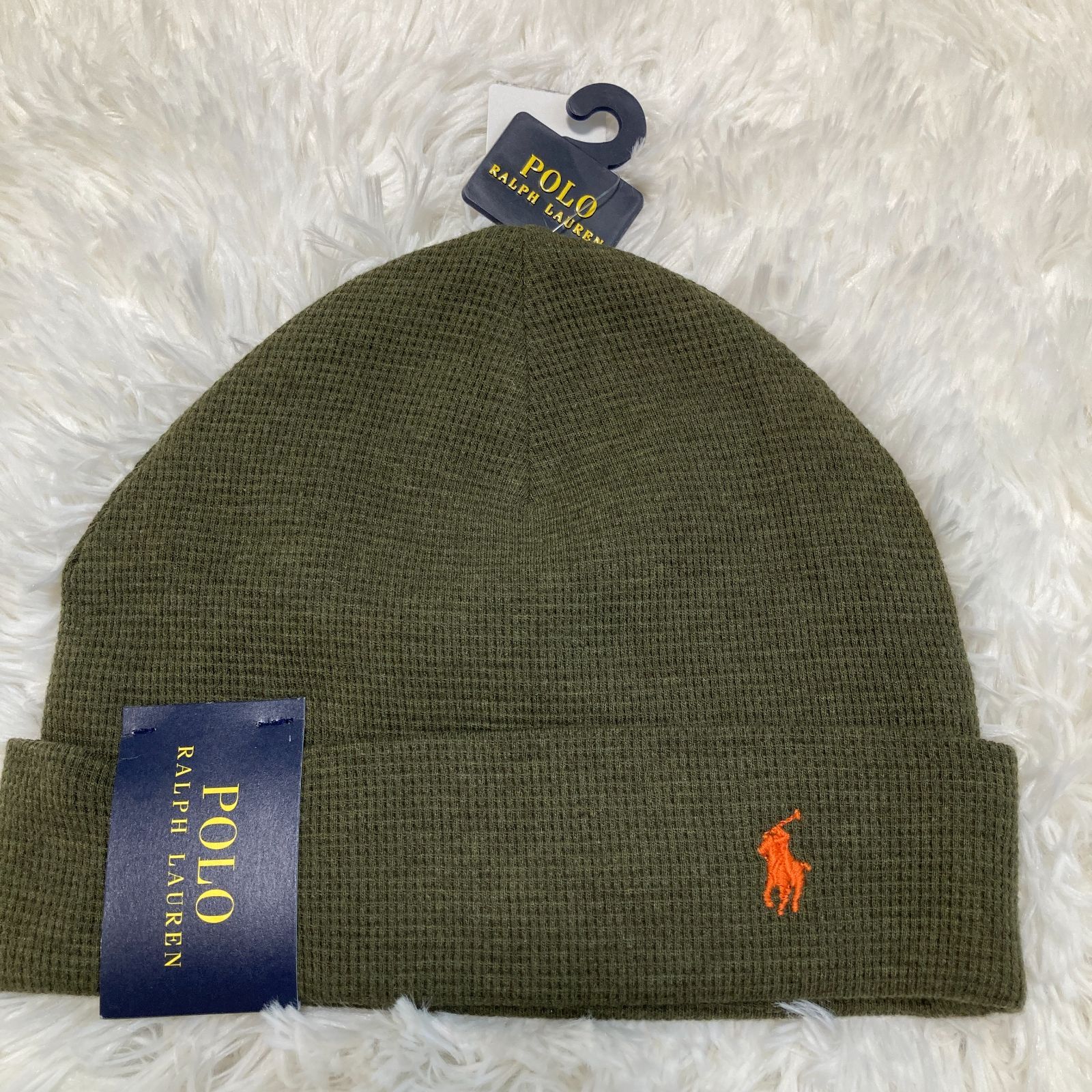 Ralph Lauren Rugby ニット帽 オリーブグリーン パッチ付き prm-c-261.jpg