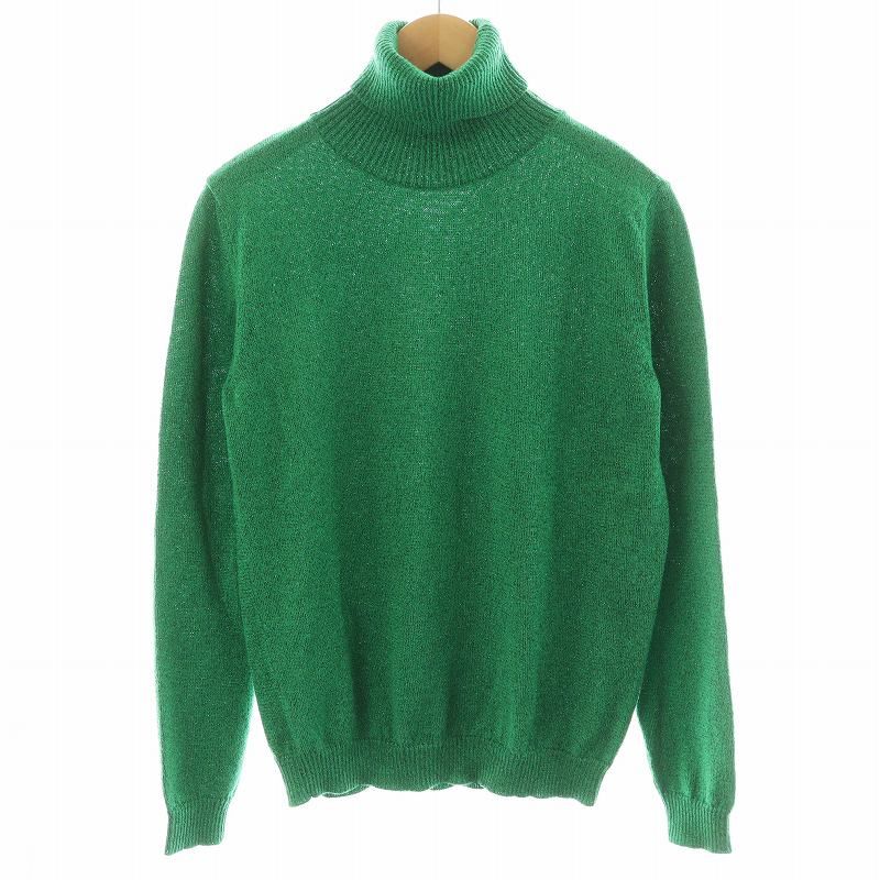 グッチ GUCCI ニット セーター 長袖 ラメ タートルネック ウール S 緑