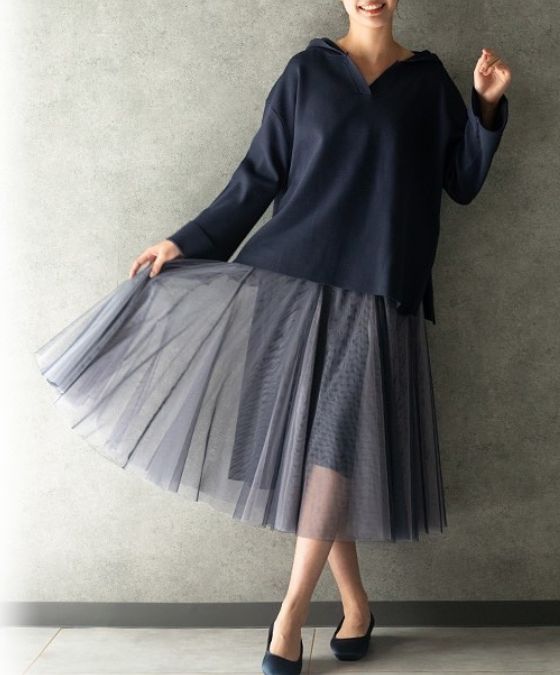 NAVYとニットセットワンピースBLACK