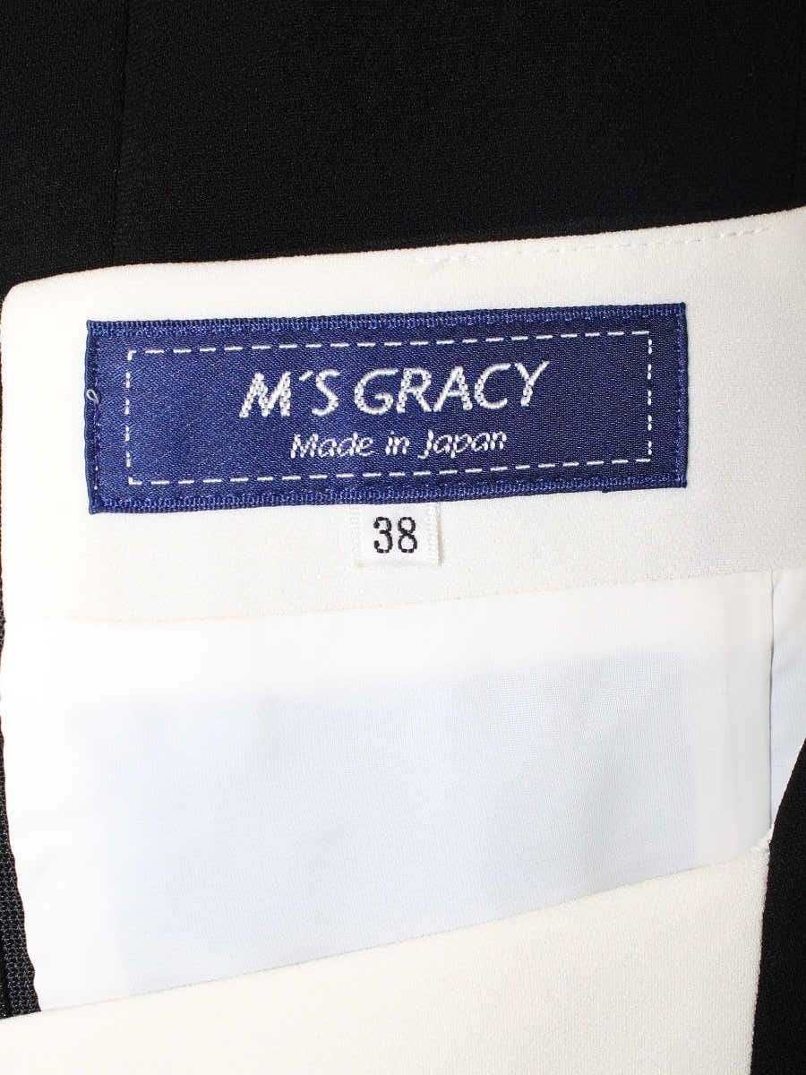 エムズグレイシー ひざ丈ワンピース ギャザー タック フレア ベルト 38 エムズグレイシー M'S GRACY 半袖 ティアード ワンピース 38