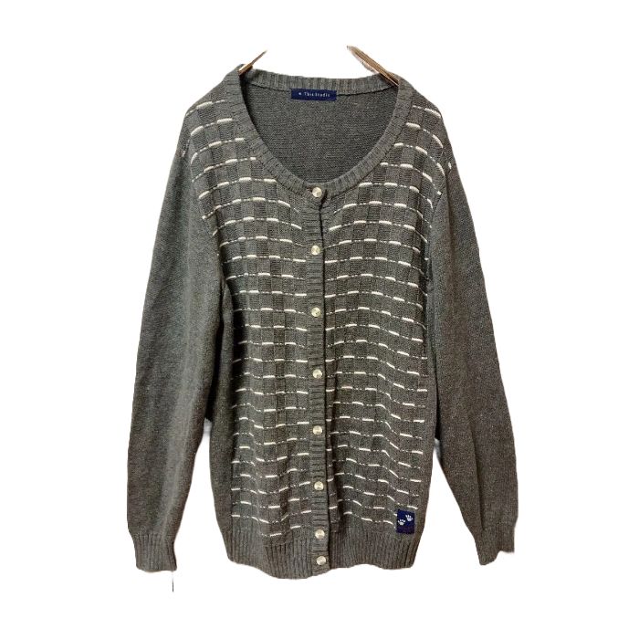 希少90sEuro古着 アクリルカーディガン グレー系 XL ニットセーター 80's USA製 VINTAGE SCHOOL APPAREL アクリル カーディガン