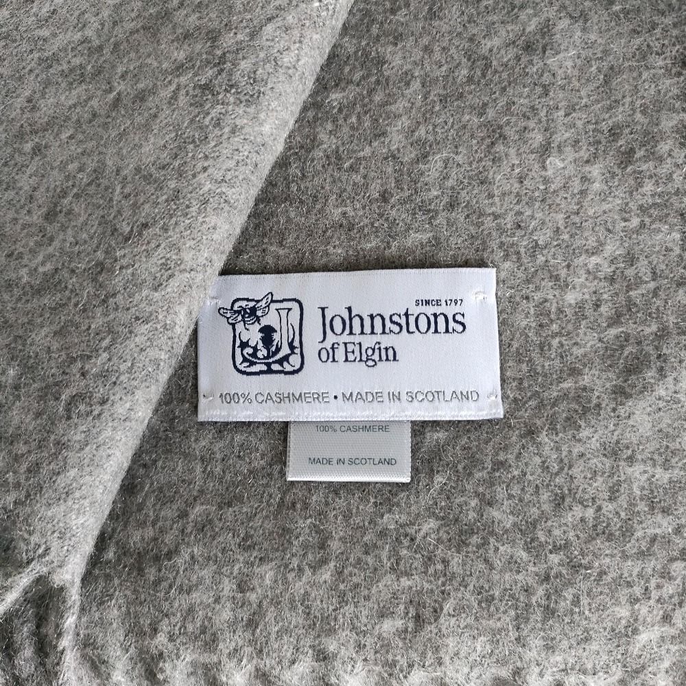 美品 Johnstons of Elgin ジョンストンズオブエルガン カシミヤ100% フリンジ ロングマフラー グレー メンズ レディース 古着 中古 USED 新品同様 Johnstons of Elgin ジョンストンズオブエルガン カシミヤ100