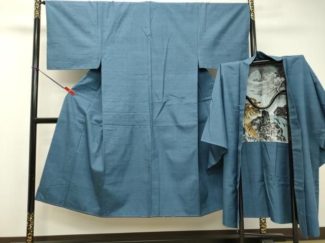 平和屋着物●男性　紬　アンサンブル　ヘブンリーブルー色　正絹　逸品　未使用　DAAS2367tw 平和屋着物○男性 紬 アンサンブル ヘブンリーブルー色 正絹 逸品 未