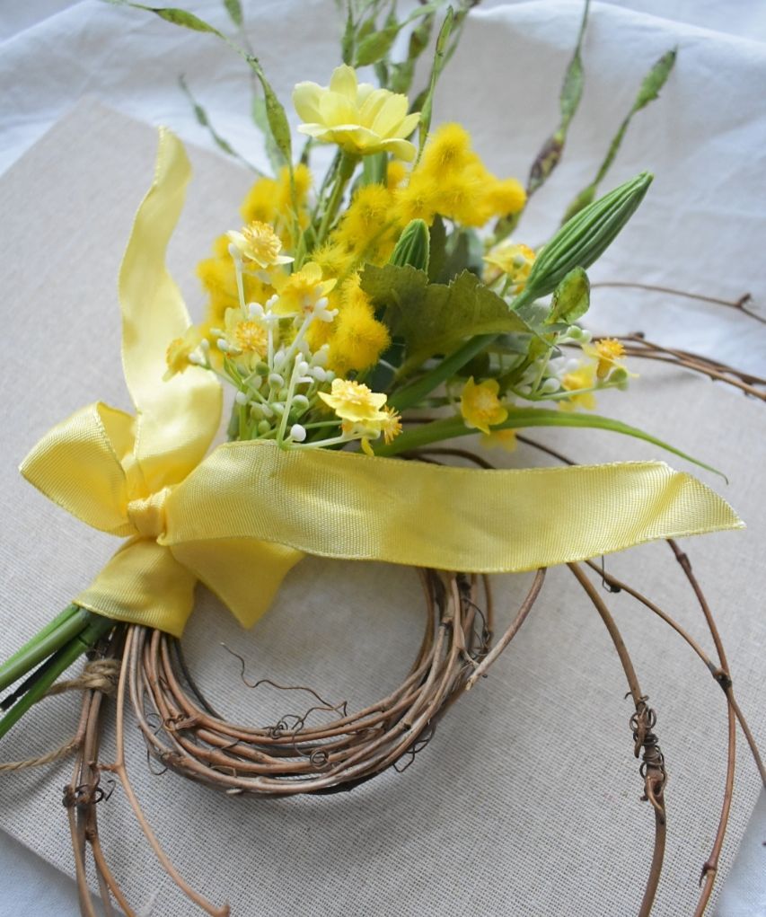 2way☆春を告げるミモザのナチュラルリース&スワッグ☆ドアリース  