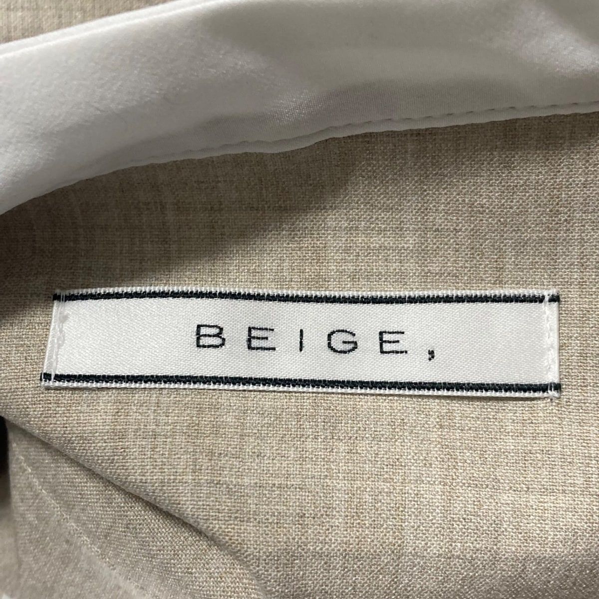 BEIGE(ベイジ) ワンピース サイズ32 XS レディース - ベージュ×白 長袖/ひざ丈