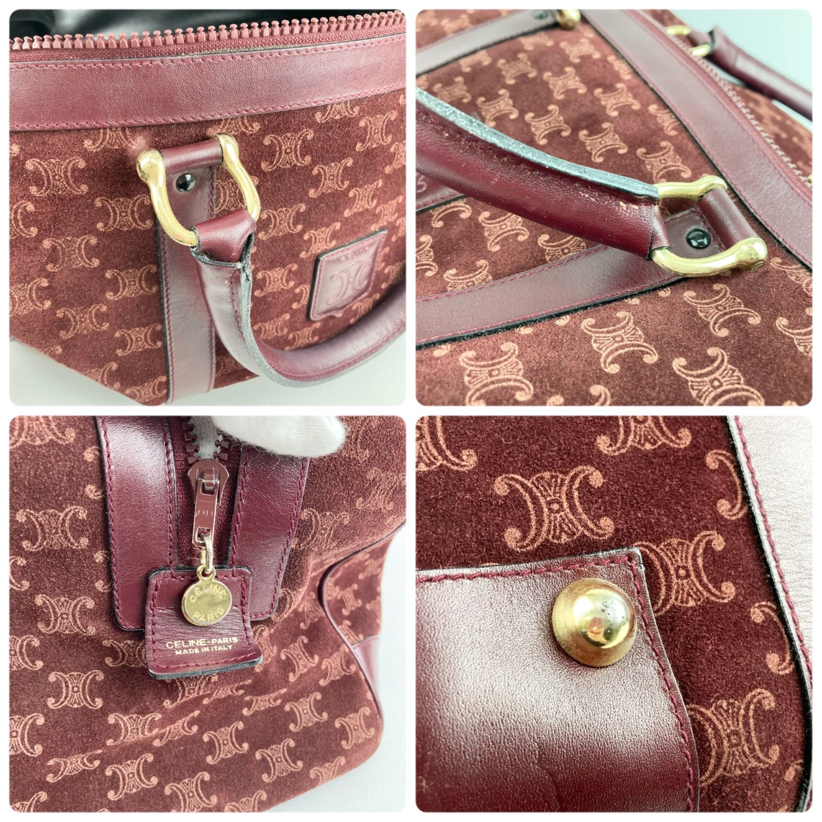 セリーヌ　ミニボストンバッグ　スエード CELINE セリーヌ トリオンフ スエード レザー ミニボストン