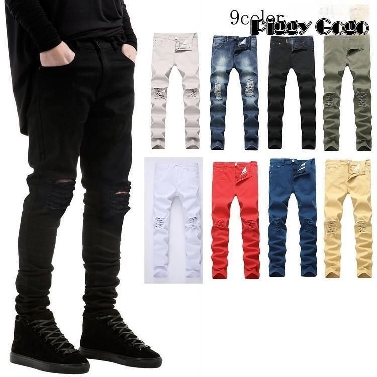 メンズ スキニーデニム クラッシュ ジーンズ デニム パンツ ストレートデニム スキニージーンズ ダメージ加工 ユーズド ヴィンテージ 2024