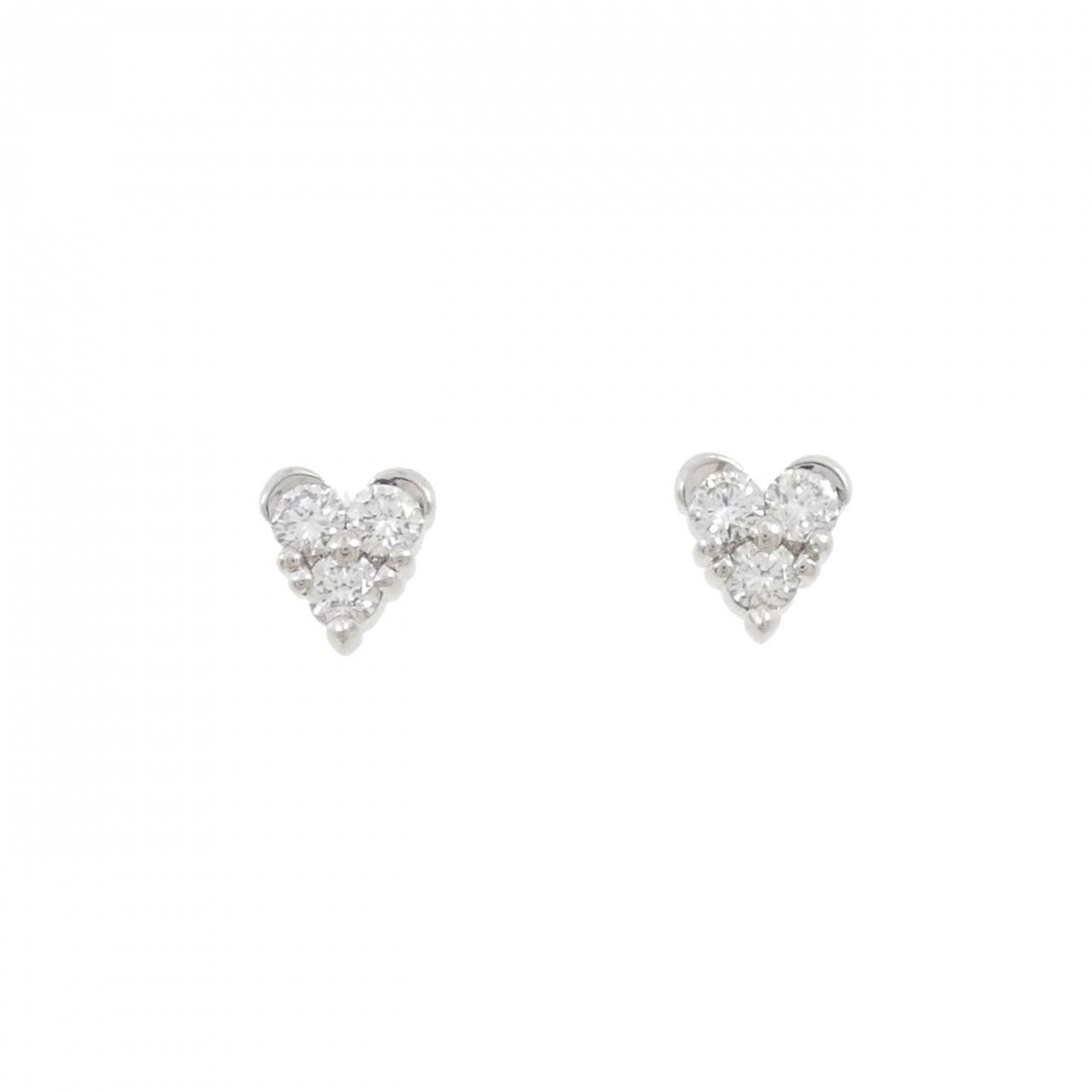 K18WG ハート ダイヤモンド ピアス 0.36CT