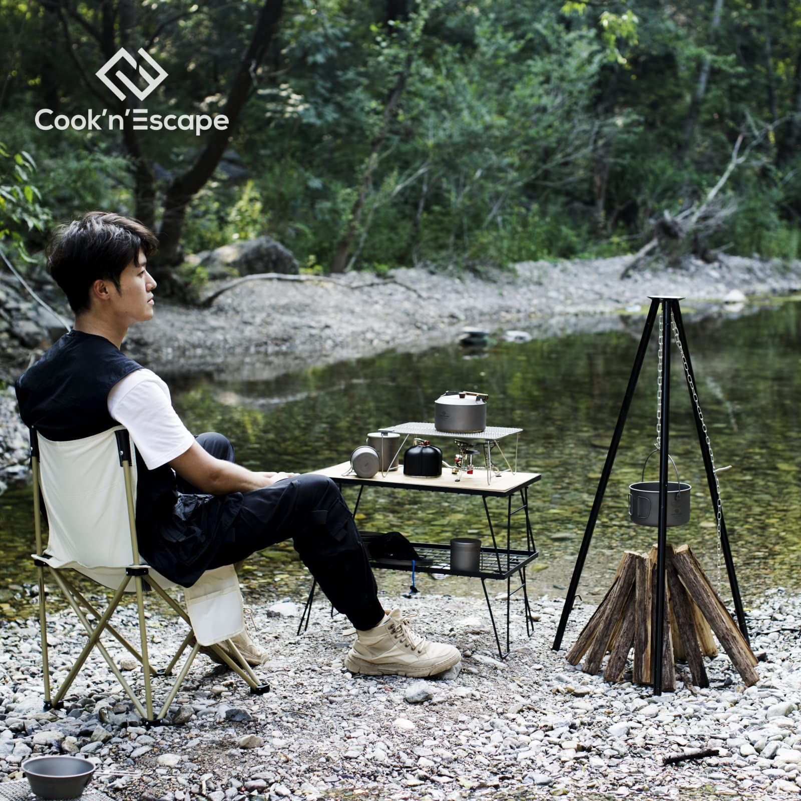 新品 登山・キャンプ用 1300ml/1950ml 大容量 直火対応 蓋・収納袋付き