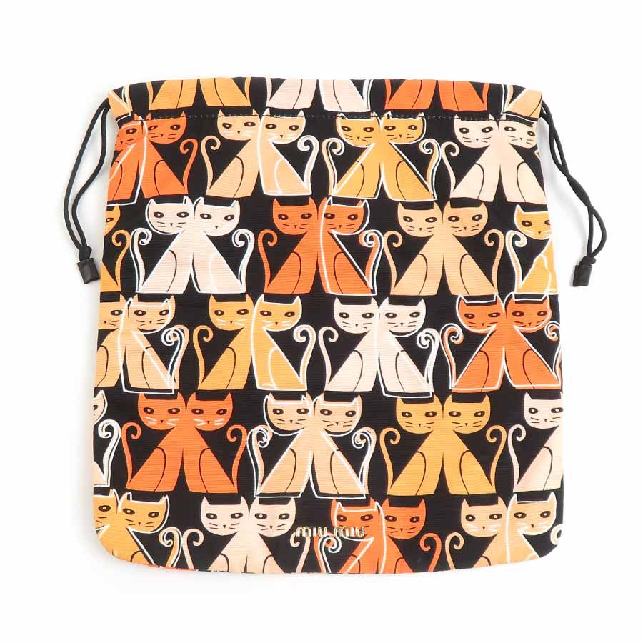 新品同様 ミュウミュウ キャット 猫 ナイロン マルチカラー ポーチ