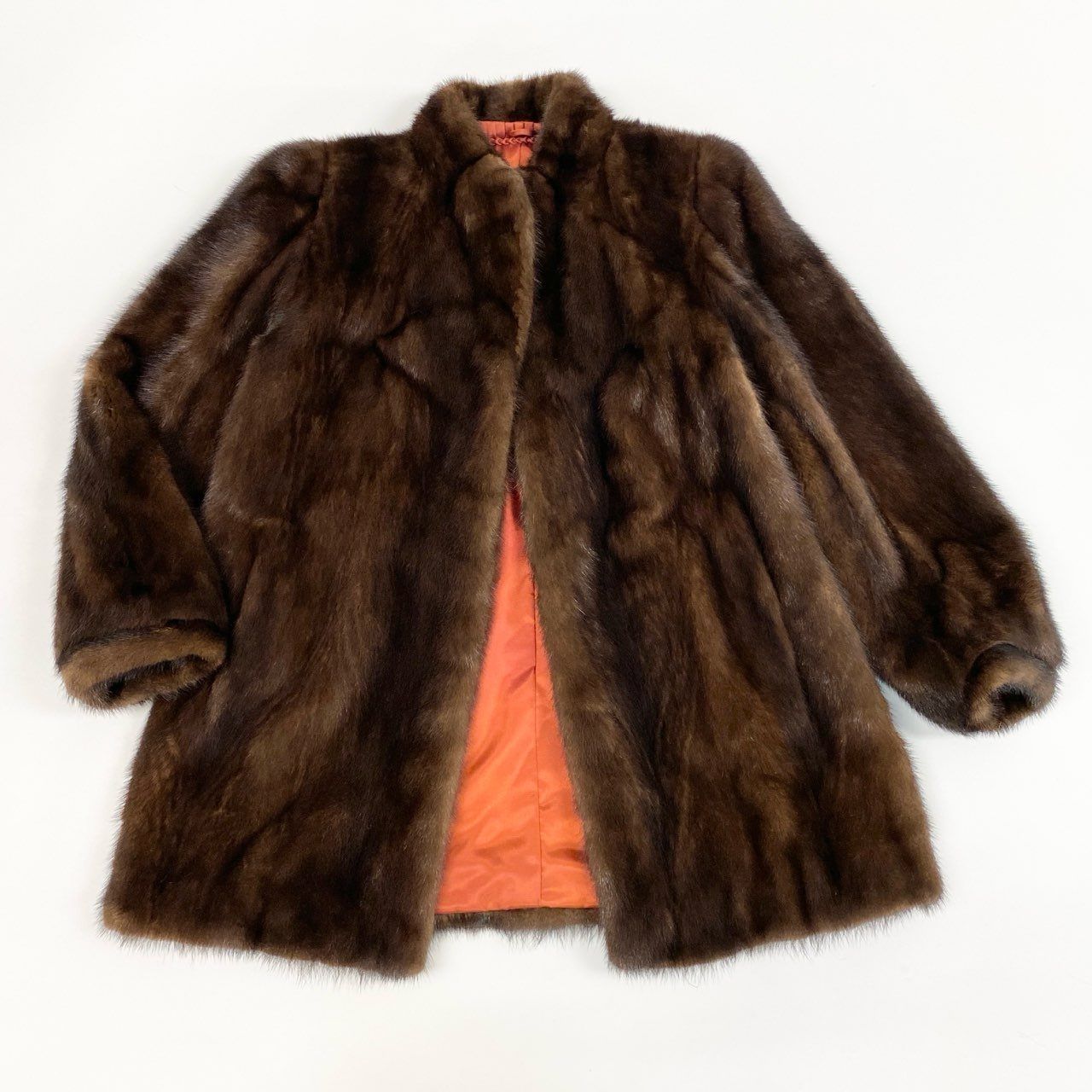 25j24 最 毛皮 デミバフミンク ミンクコート 毛皮コート セミロングコート サイズ11 ブラウン ミンクファー レディースu02t