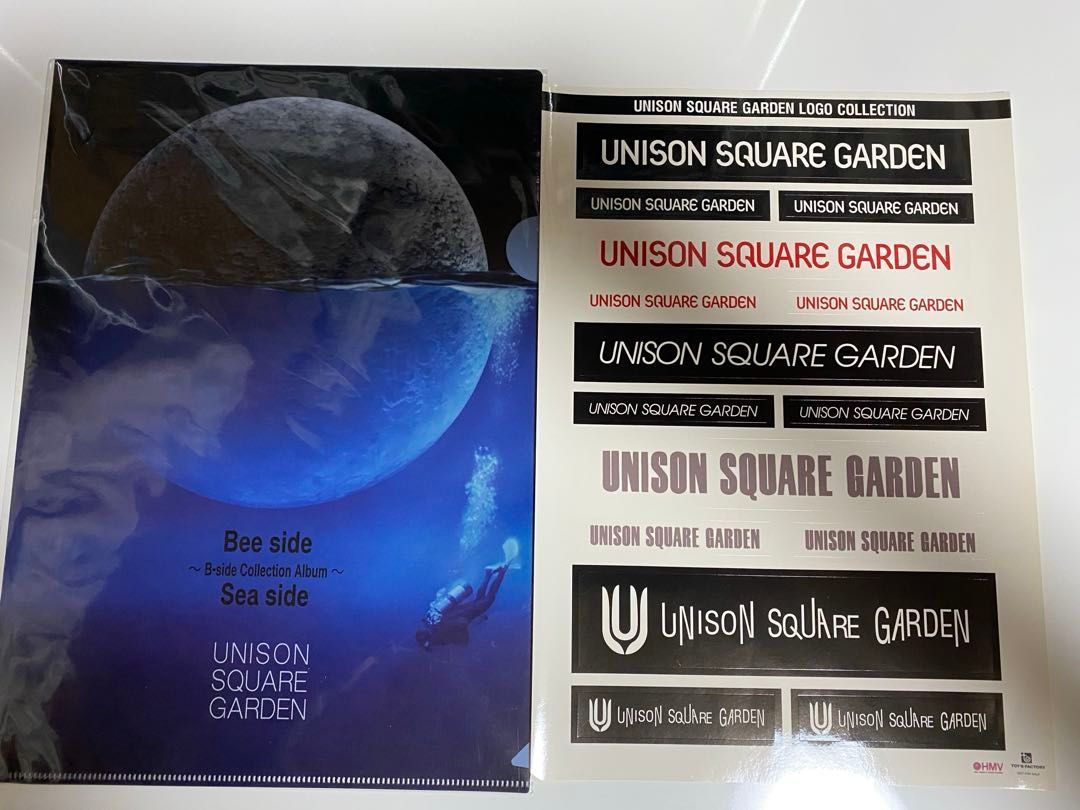 大人気商品 UNISON SQUARE GARDEN ♥品!! グッズ2点セット!! Bee side Sea sideクリアファイル!! LOGO ステッカー シール‼︎