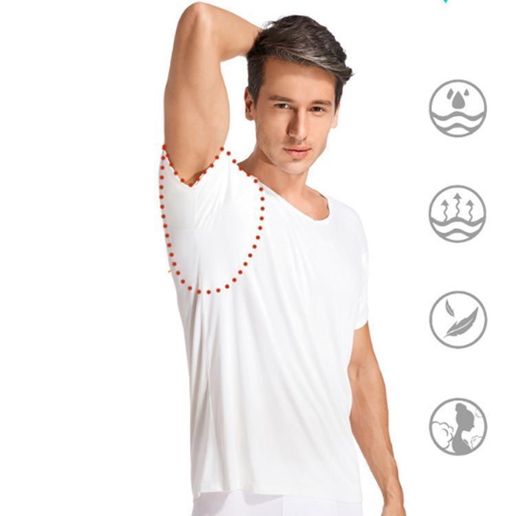 汗取りインナー 紳士 メンズ Tシャツ 男性 半袖 肌着 インナーシャツ 春夏 2枚セット 大汗 コットン 汗染み 汗取りパッド付き 綿混 防止 汗 対策 吸汗速乾 スーツ 出張 脇汗 cjfj142746