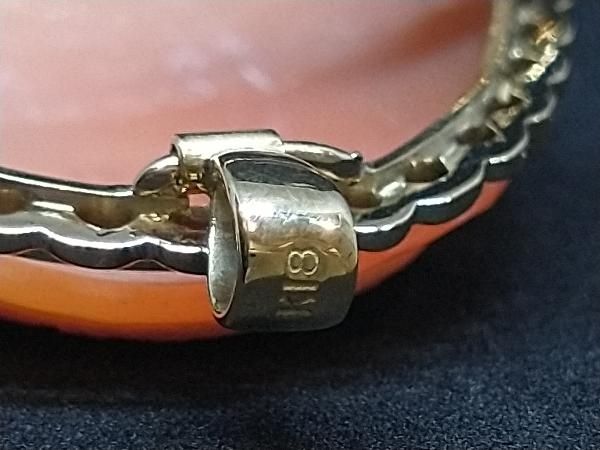 シェルカメオ K18刻印 2way ブローチ ペンダントトップ カメオ K18 シェル ブローチ ペンダントトップ 総重量21.3g 女性