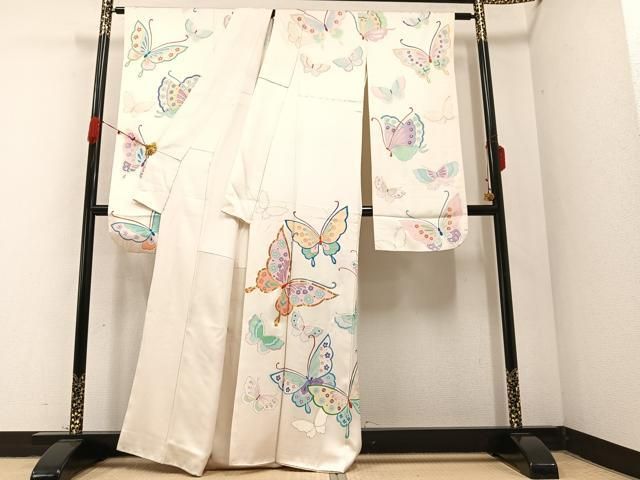 平和屋着物 豪華振袖 駒刺繍 舞蝶文 金彩 正絹 AABB3627ph