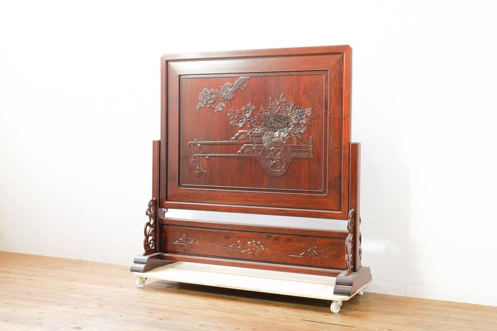 籐 ラタン 4連パーテーション 間仕切り 衝立 昭和レトロ 昭和レトロ