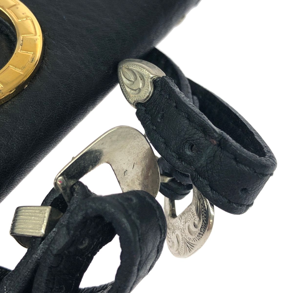 Gianni Versace ジャンニヴェルサーチ ベルトポーチ ブラック レザー  