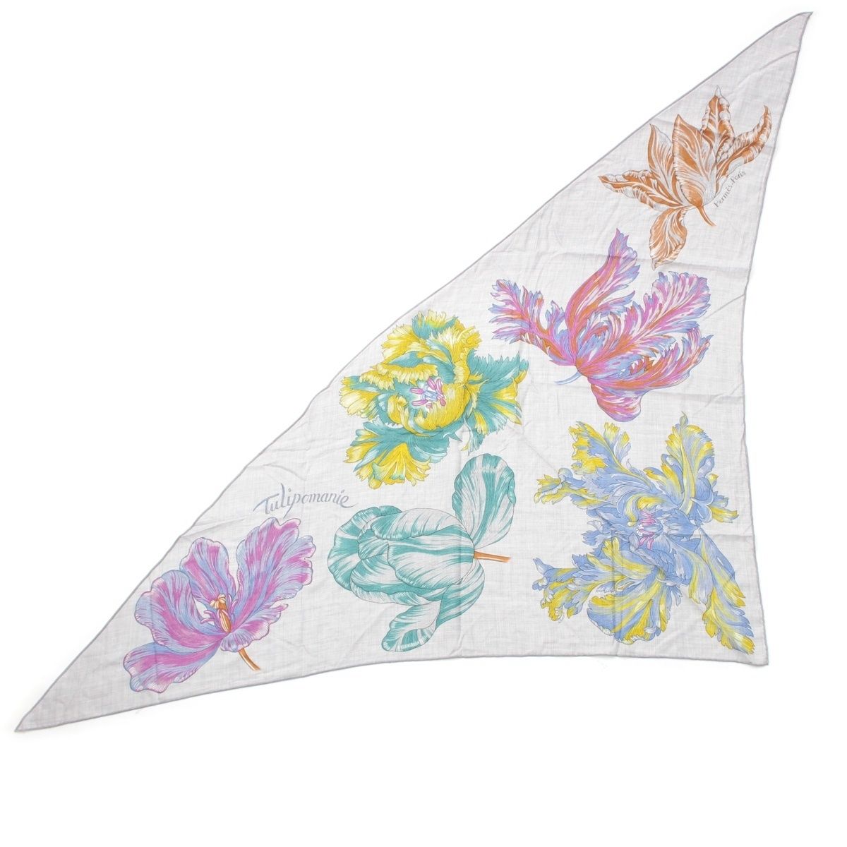 HERMES トライアングルジェアン チューリップマニア Tulipomanie Hermès Tulipomanie Cashmere Silk Giant Triangle