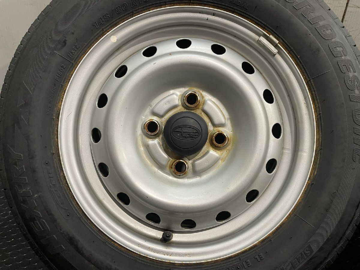 【BS NEXTRY 145/80R13】夏タイヤ【SUBARU 純正ホイール 13インチ 4J4HPCD100】20年製 バリ溝 プレオ ルクラ タント等　(MTD895)クレジットカード QRコード決済可能 BS NEXTRY 145/80R13】夏タイヤ【SUBARU 純正ホイール 13インチ