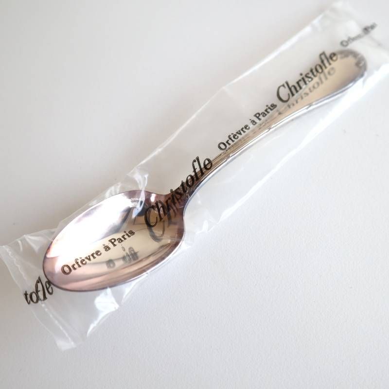 クリストフル Christofle パール Perles ティースプーン 6本セット シルバープレート カトラリー フランス製 ♥ 保管変色あり 純正ケース付 銀メッキ