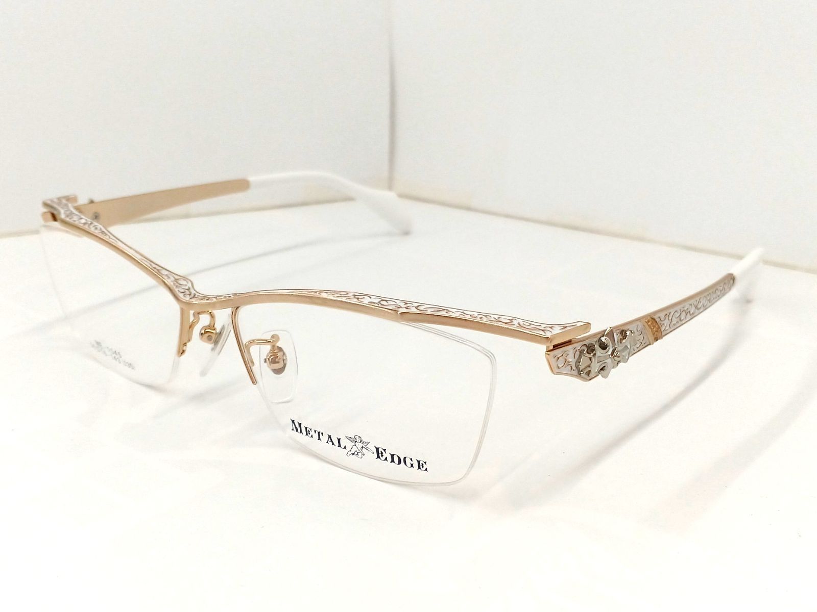 メタルエッジ メガネフレーム ME-1045 ナイロール ホワイト ゴールド