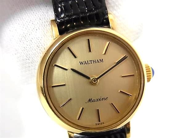 □美品□ WALTHAM ウォルサム マキシーヌ 手巻き レザー 腕時計