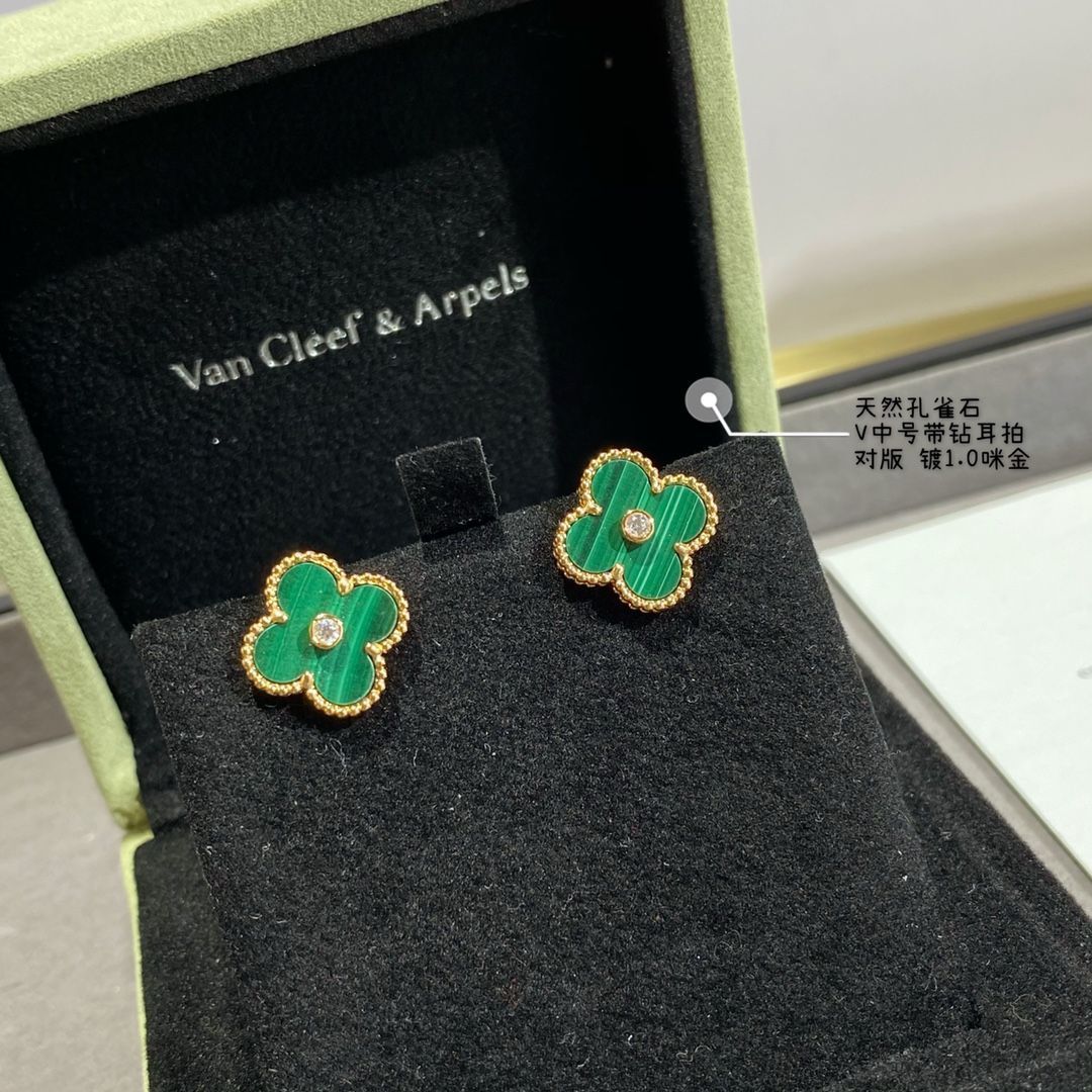 【本店】ギフト大人気♡VanCleef マラカイトイヤークリップ Van Cleef & Arpels] アルハンブラ マラカイト イヤークリップ