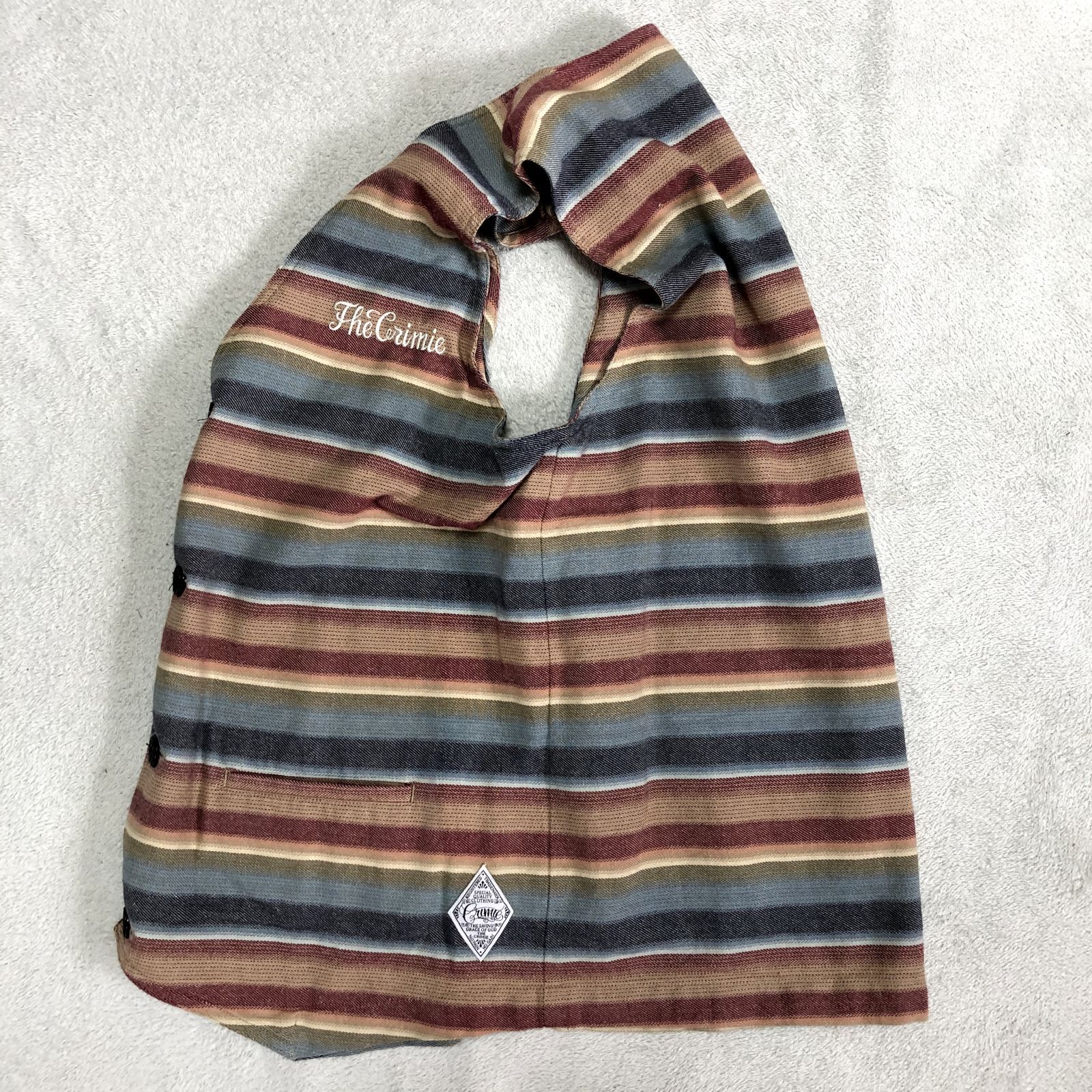 B09978　雪舟　天満宮神影　掛軸　大倉好斎極《真作保証》 THE CRIMIE クライミー ニットベスト ボーダー RED メキシカン生地