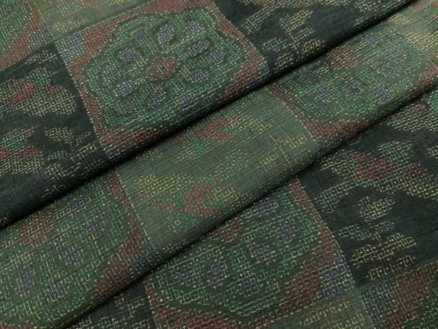 平和屋着物○本場結城紬 重要無形文化財 花鳥文 正絹 逸品