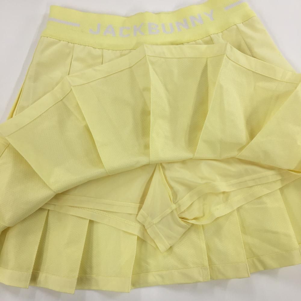 【超美品】ジャックバニー プリーツスカート イエロー×白 ウエストゴムロゴ レディース 1(M) ゴルフウェア 2025年モデル Jack Bunny