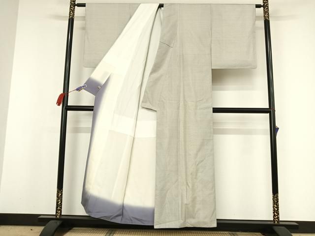 平和屋着物●本場大島紬　アンサンブル　道中着セット　白大島　格子　さが美扱い　正絹　逸品　AAAW4363np 平和屋着物○本場大島紬 アンサンブル 道中着セット 白大島 格子