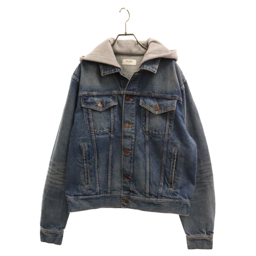 CELINE セリーヌ 22AW by Hedi Slimane TRUCKER DENIM JACKET 2Q472930F フードロゴプリント デニムジャケット インディゴ/グレー CELINE (セリーヌ) 22AW by Hedi Slimane TRUCKER DENIM JACKET