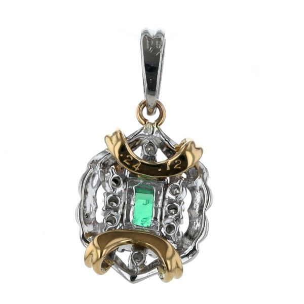Pt K18YG コンビ ペンダントトップ エメラルド 0.24ct