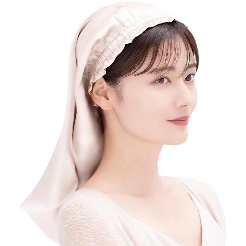 [COCOSILK] シルク ナイトキャップ ロングヘア用 シルクキャップ 筒型 ナイトキャップ ロング 髪 シルク100% 筒 ロングヘア 筒状 ヘアキャップ (45cm， Free Size， アッシュライトピンク) 1
