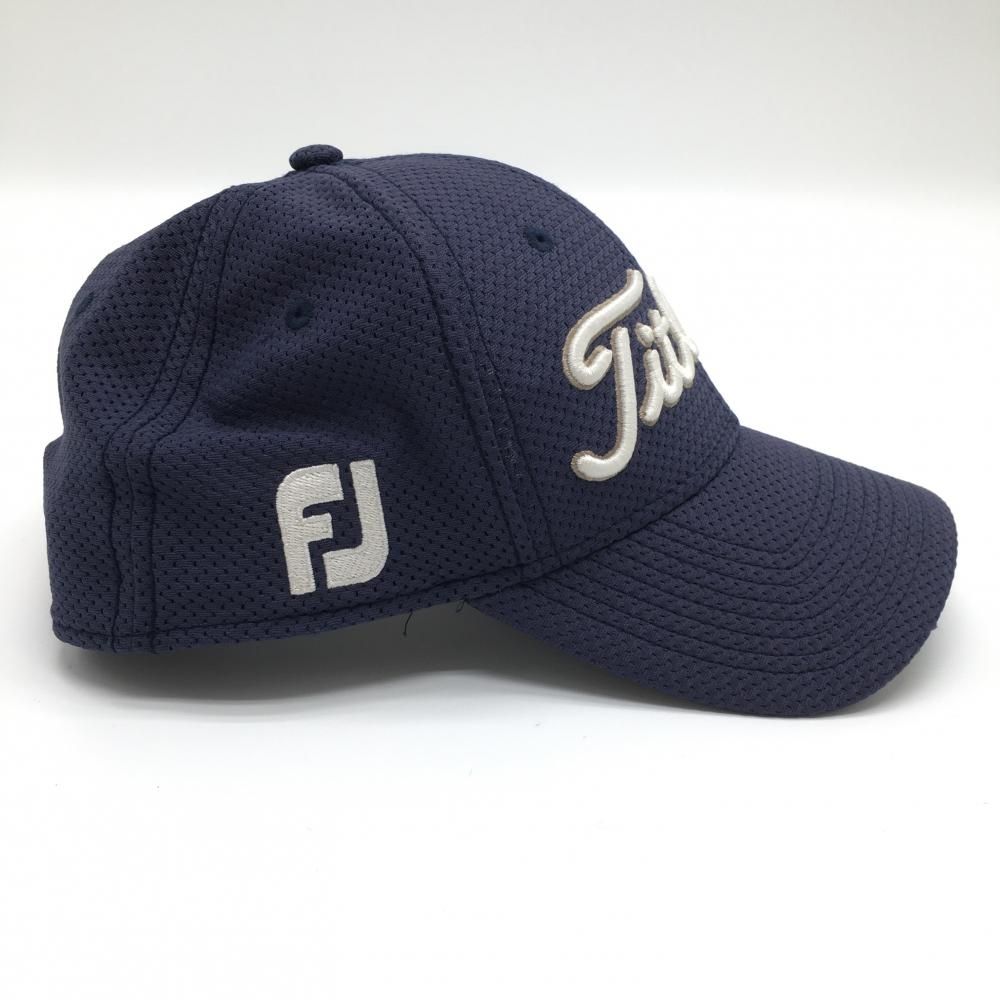 タイトリスト×フットジョイ キャップ ネイビー×白 立体ロゴ刺しゅう メッシュ生地  L/XL ゴルフウェア TITLEIST