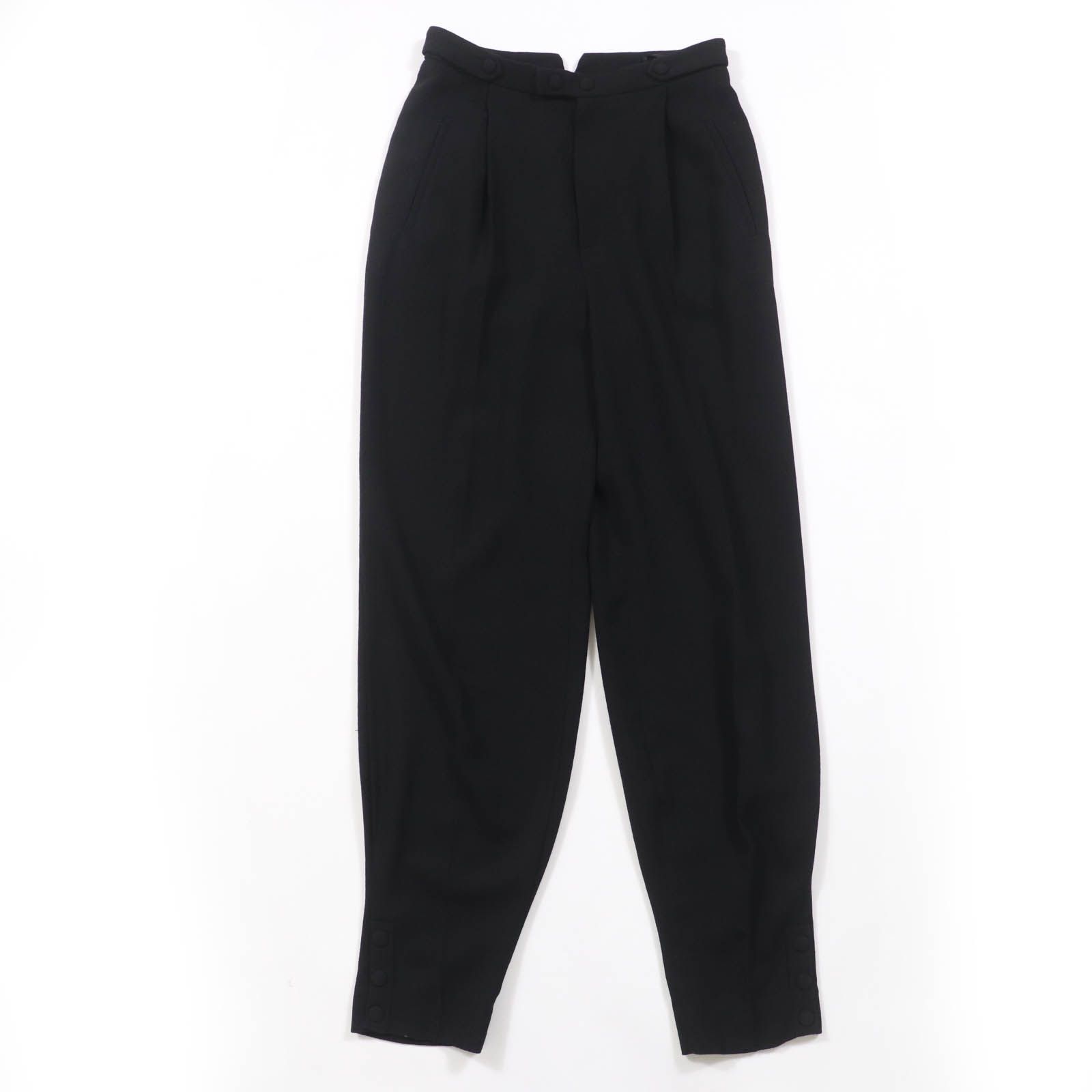 GIVENCHY ジバンシィ BW50AC10EG ウール100％ タックパンツ ジョーゼット パンツ ブラック 36 イタリア製 正規品 レディース