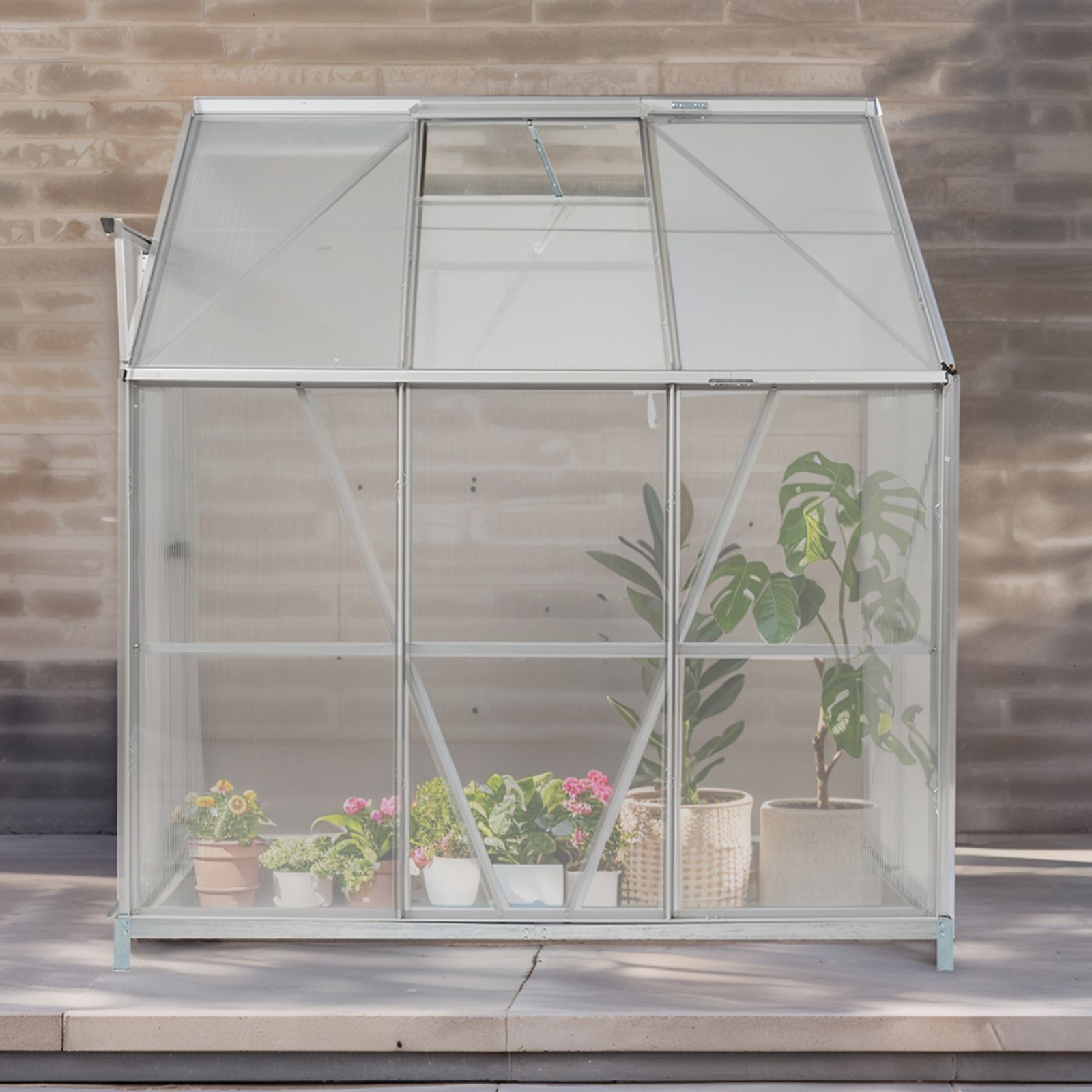 アルミ温室 家庭用温室 大型 190*122*213cm 花園温室 温室 家庭用 家庭菜園 ガーデンハウス 植物 栽培 小屋 収納庫 多機能 耐久性 ポリカーボネート 軽量 高強度 アルミフレーム 組立式