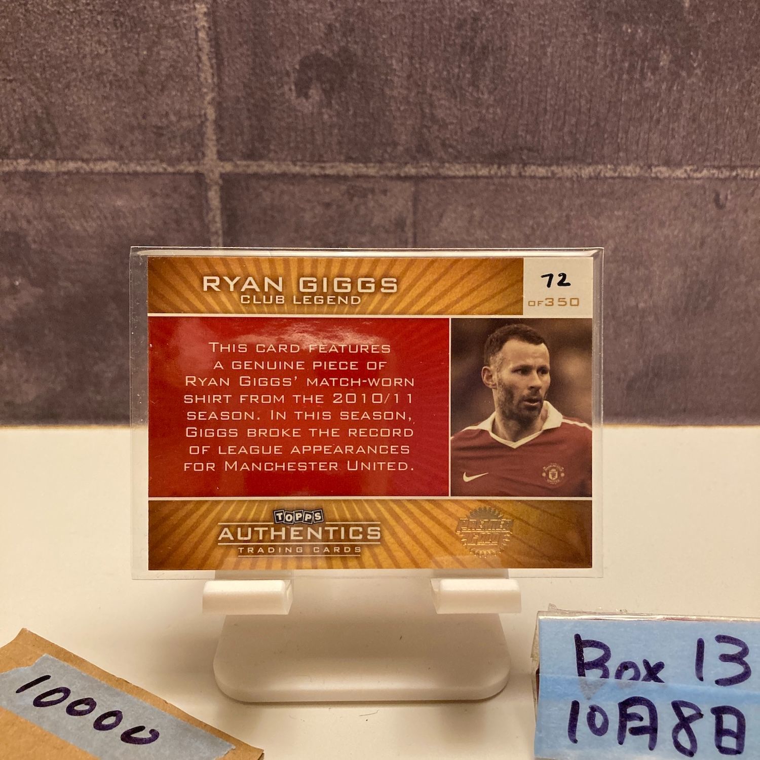 2011 Topps Authentics Ryan Giggs 72 350 MANCHESTER UNITED Club Legend ジャージ Premier G カード