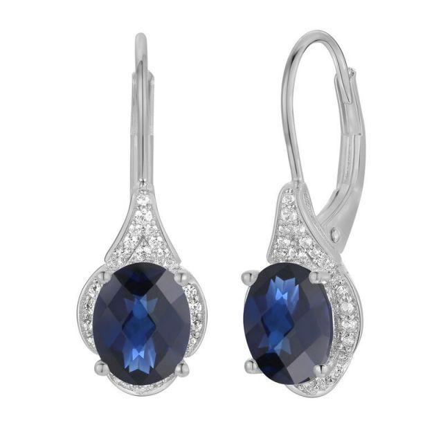 【送料無料】 アンブランデッド レディース ピアス・イヤリング アクセサリー Rhodium-Plated Lab-Created Sapphire Drop Earrings Sterling