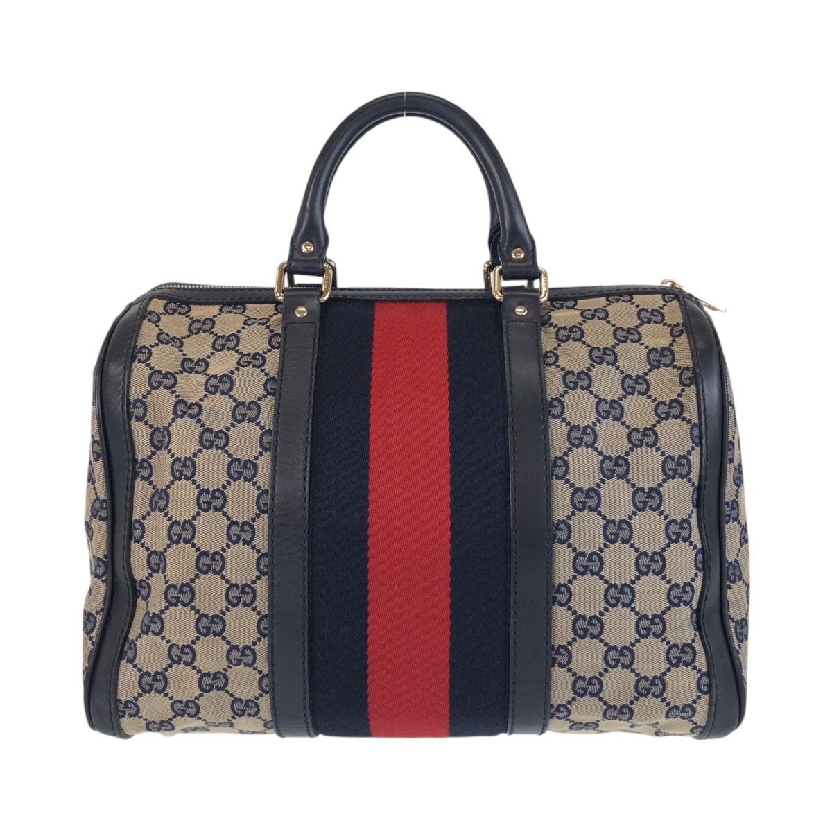 美品 GUCCI グッチ シェリーライン ネイビー ベージュ ゴールド金具 GG