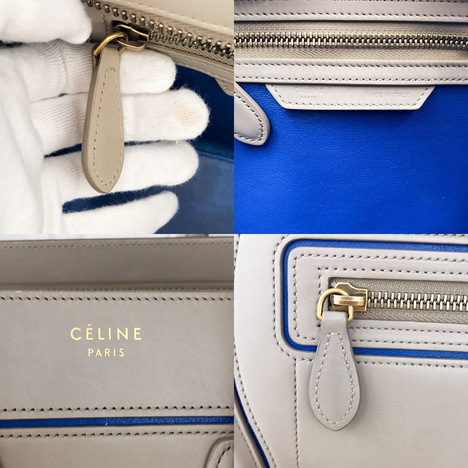 セリーヌ CELINE レア ラゲージ マイクロ グレージュ ブルー - メルカリ