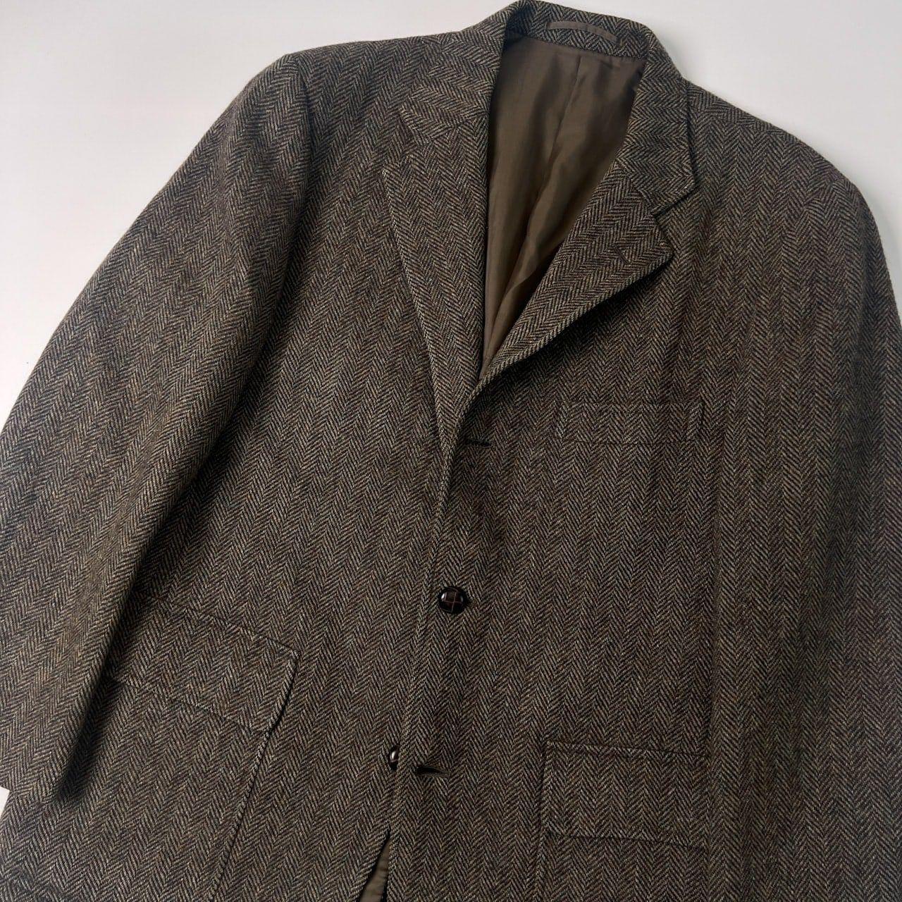 J.PRESS ジェイプレス ヘリンボーン くるみボタン 段返3B テーラード