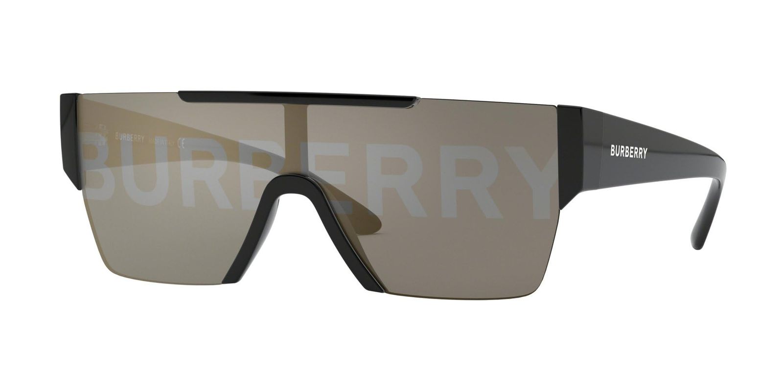 BURBERRY ユニセックス-アダルト バーバリー BE 4291 3001/G プラスチック レクタングル サングラス ゴールド ミラーレンズ 38-138-140 黒 [ブラック] [Grey]