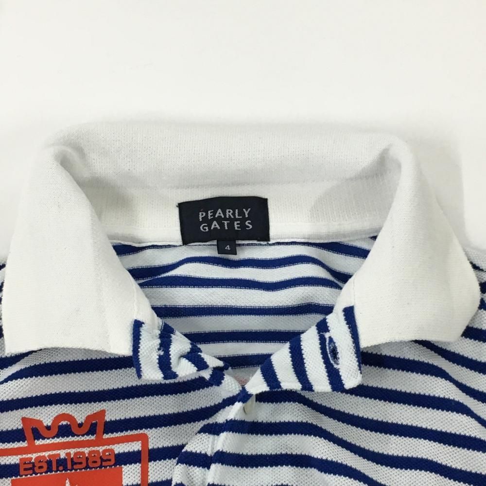 ☆SALE価格☆パーリーゲイツ 半袖ポロシャツ 白×ブルー ボーダー