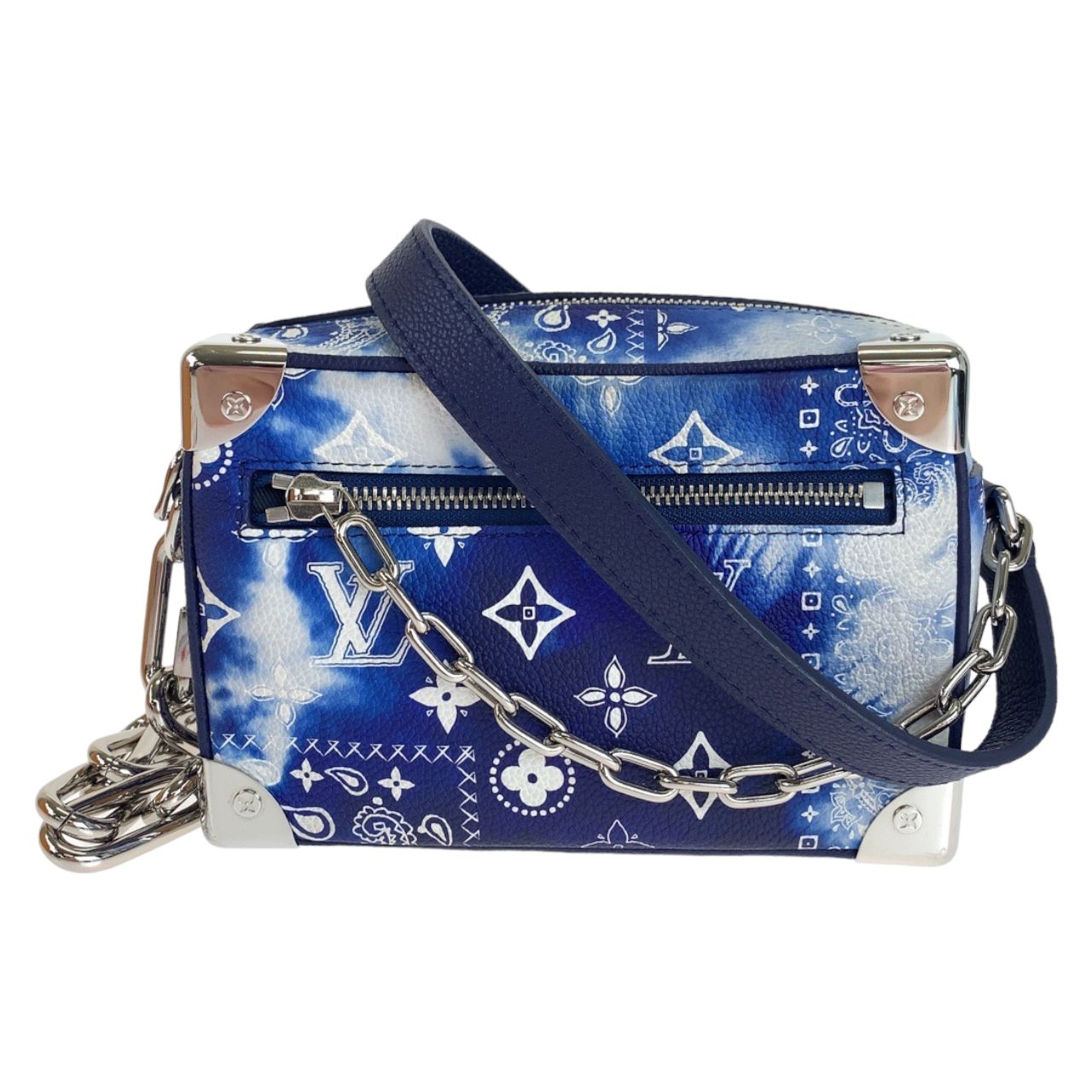 超美品 LOUIS VUITTON ルイヴィトン モノグラム ソフトトランク ミニ バンダナ柄 ブルー 青 ホワイト 白 シルバー金具 レザー  M20557 チェーンショルダーバッグ メンズ 402656 【中古】【中古】 - メルカリ