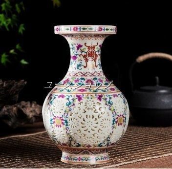景徳鎮の陶磁器の花とパステルの透かし彫りの花瓶中国の家庭の
