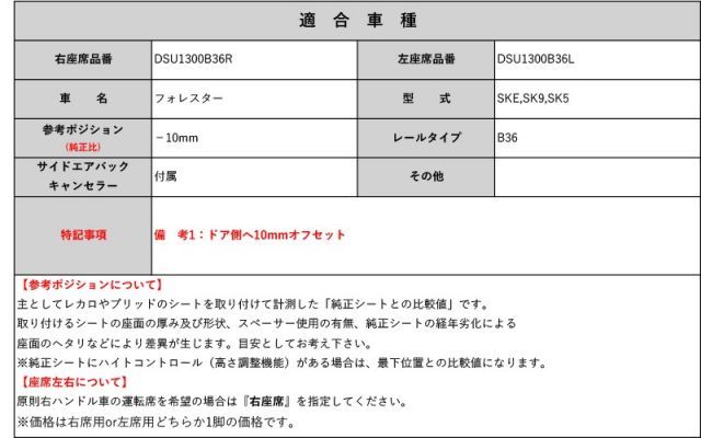 [BRIDE_フルバケ]SKE,SK9,SK5 フォレスター用シートレール(6×6ポジション)[N SPORT製][保安基準適合]