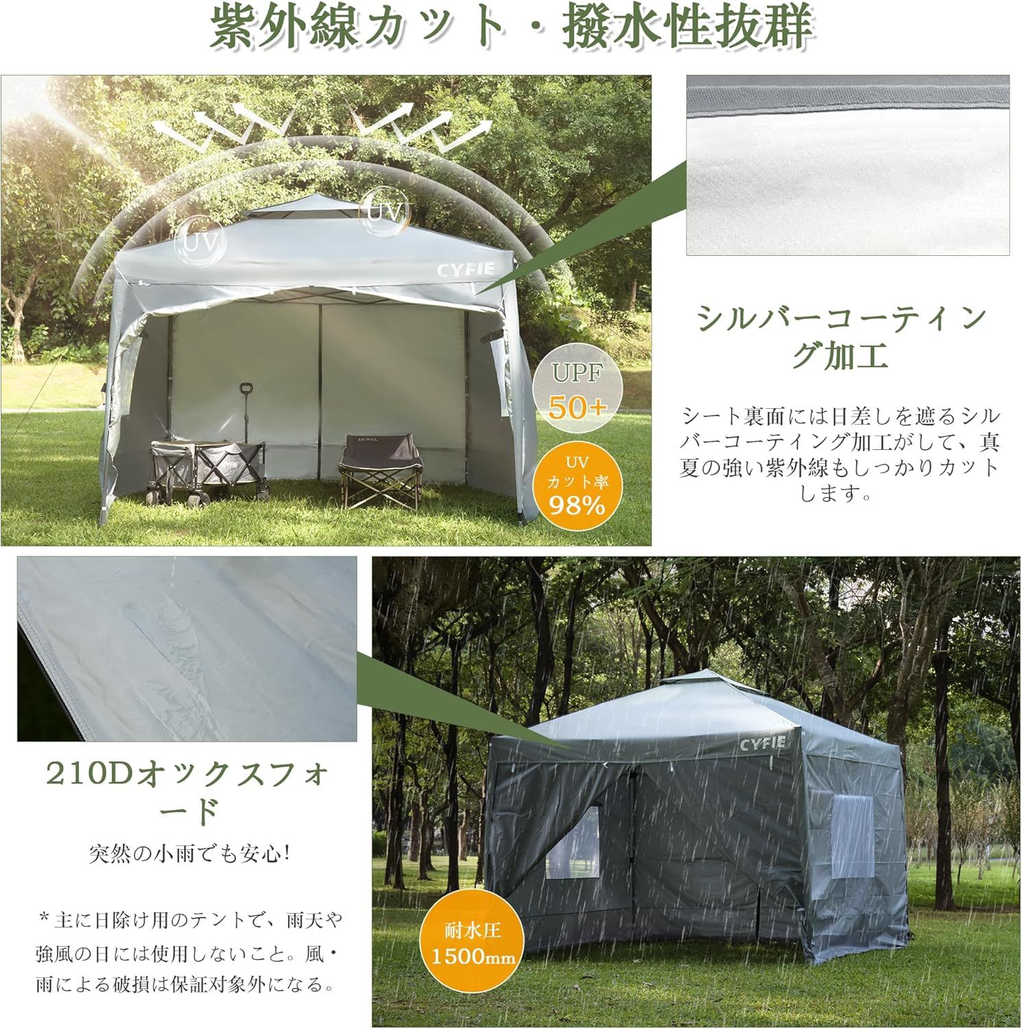 日除けコーティング 高耐水加工