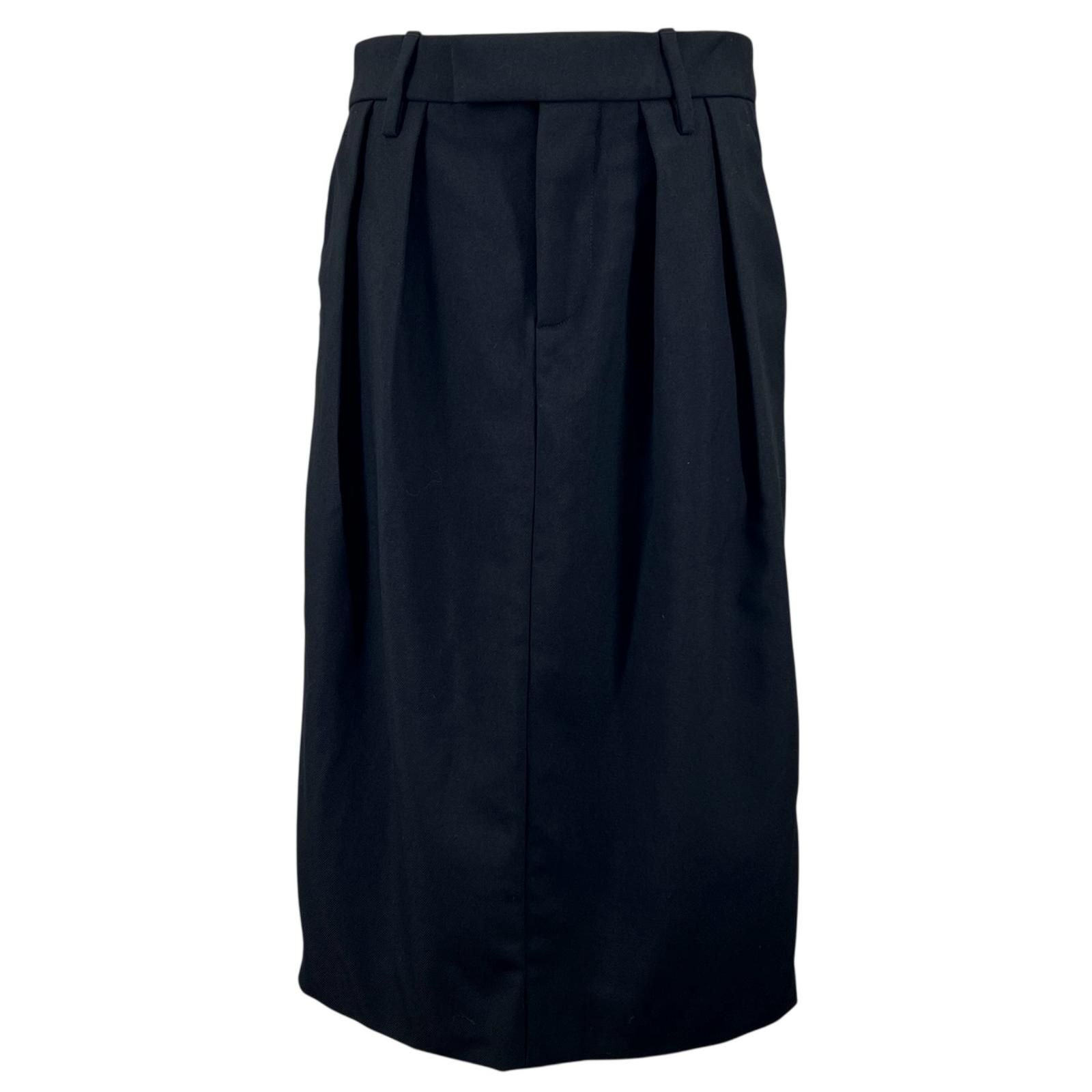 ♥品▲GUCCI グッチ 23AW 771126 ウール100％ サイドライン 膝丈 スカート ブラック 38 イタリア製 正規品 レディース