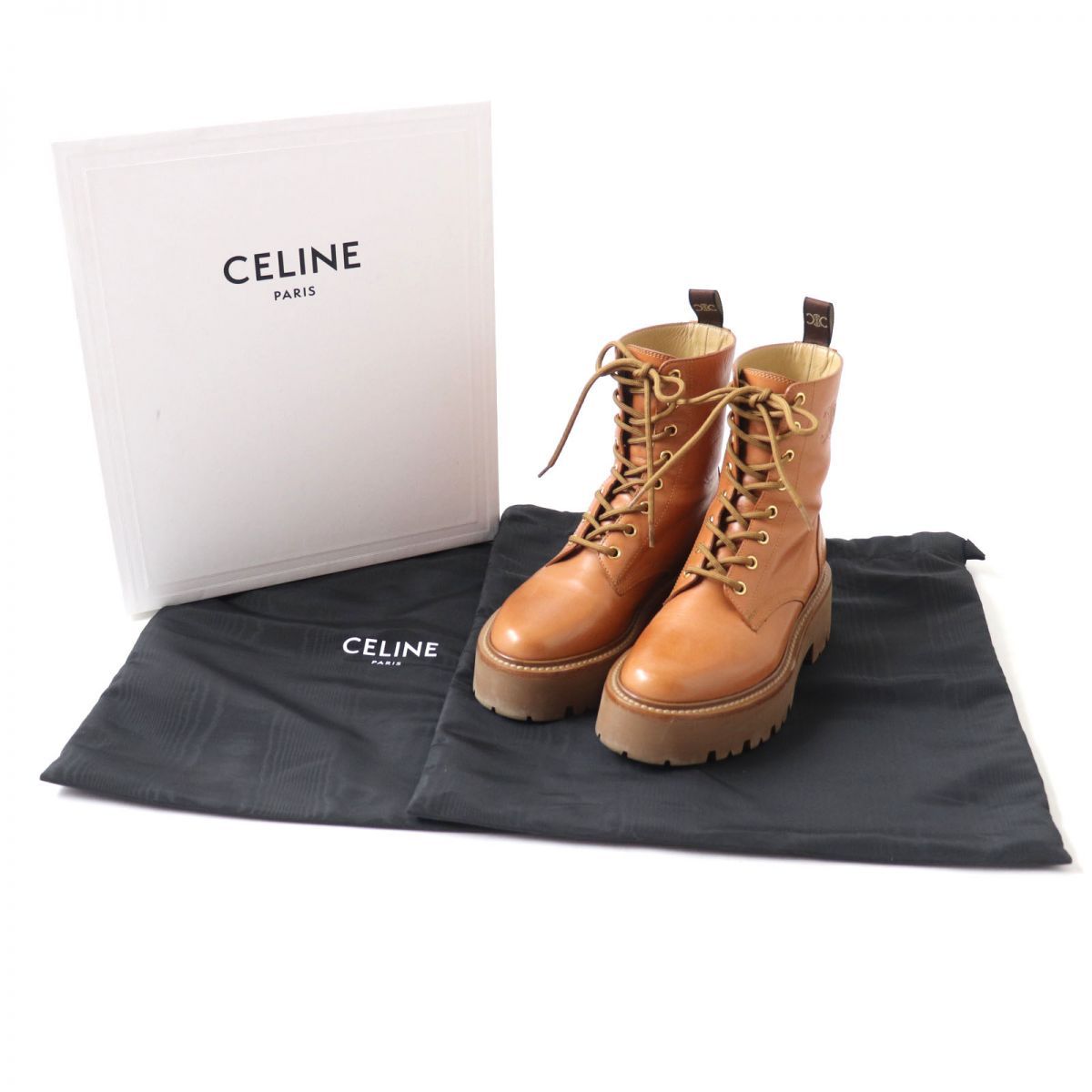 美品☆CELINE セリーヌ BULKY バルキー レザー トリオンフ レース